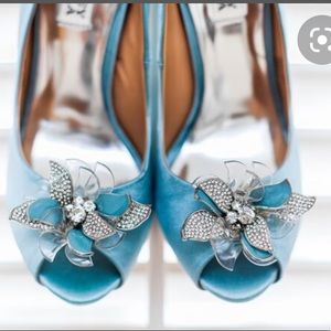 Badgley Mischka crystal flower heels